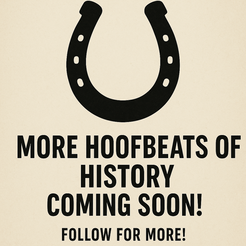 regenerate a simpler image perhaps a horseshoe or an image of a horse profile focused on the eye area  More Hoofbeats of History coming soon  follow for more
